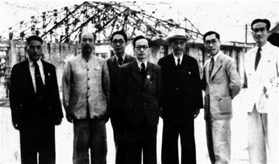 Members of the 1946 Taiwan National Language Committee at Taoyuan Airport